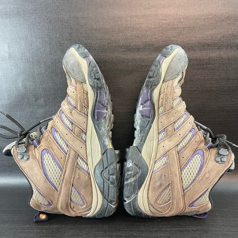 Merrell Moab 2 Vent Womens 8.5 Brown Purple Suede Mid Top Hiking Trail Boots - Picture 7 of 9